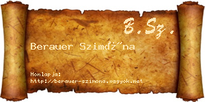 Berauer Szimóna névjegykártya